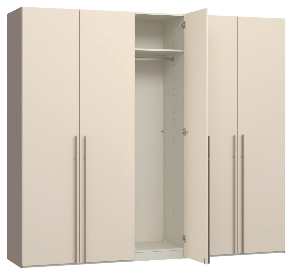 DREHTÜRENSCHRANK 253/220/59 cm,  in Kaschmir, Hellbraun, 5-türig  - Hellbraun/Kaschmir, Design, Holzwerkstoff/Metall (253/220/59cm) - Jutzler