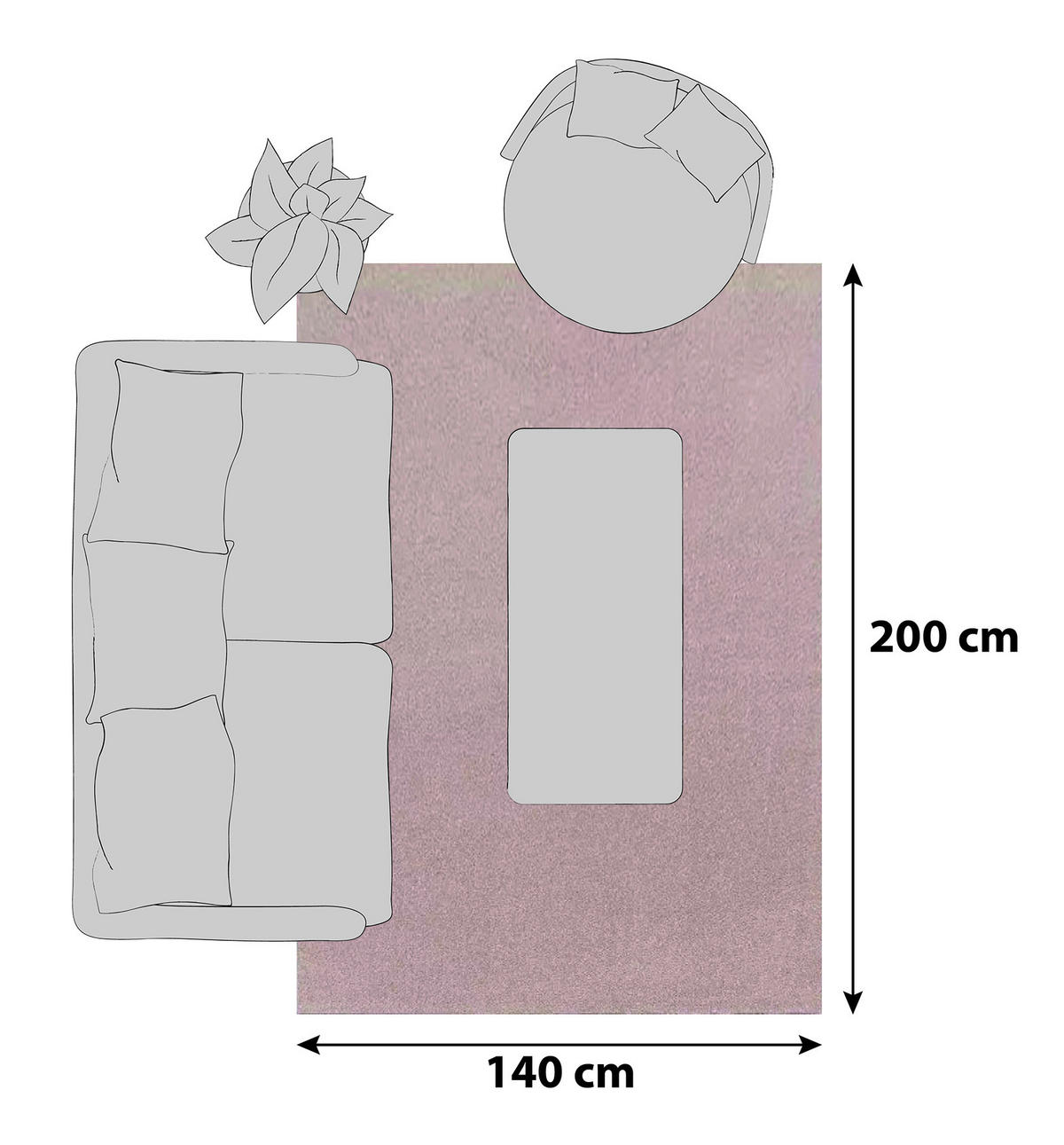 HOCHFLORTEPPICH 140/200 cm Ata 7000 Rose Rosa  - Rosa, KONVENTIONELL, Textil (140/200cm)