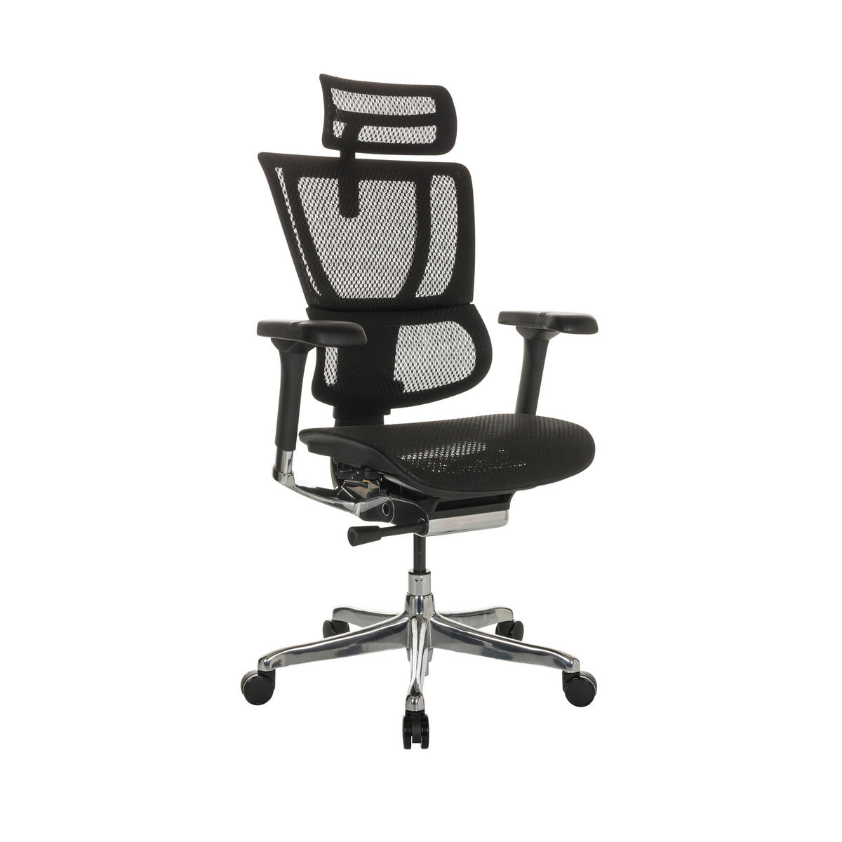 DREHSTUHL Netz Schwarz  - Silberfarben/Schwarz, Basics, Kunststoff/Textil (69/116-138/66cm) - MID.YOU