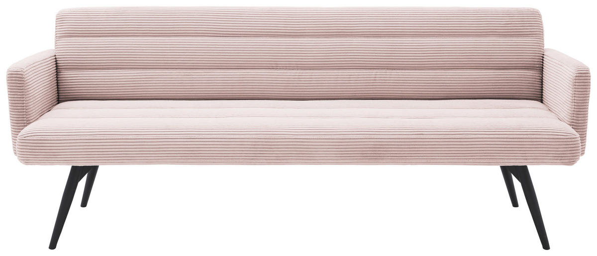 SITZBANK 216/86/68 cm Cord Hellrosa Metall  - Hellrosa/Schwarz, Design, Textil/Metall (216/86/68cm) - Dieter Knoll