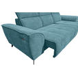 ECKSOFA Türkis Cord Sitzvorzug, Kopfteilverstellung, Rücken echt  - Türkis/Schwarz, KONVENTIONELL, Textil/Metall (290/196cm) - Carryhome