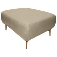 HOCKER in Leder Ecru  - Ecru/Beige, Natur, Leder/Holz (65/46/55cm) - Valnatura