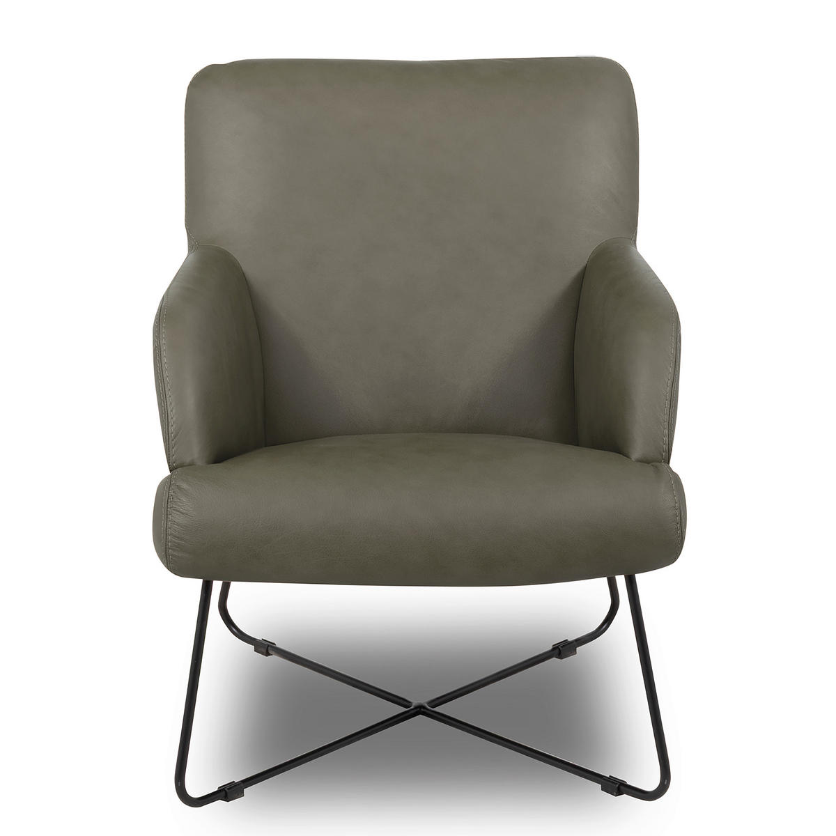 SESSELSET Echtleder Grau  - Kirschrot/Schwarz, Design, Leder/Metall (67/87/74cm) - Livetastic