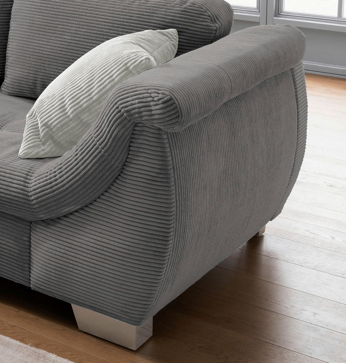 KUTNA GARNITURA tekstil  siva   - srebrne boje/siva, Design, tekstil/drvo (190/250cm) - MID.YOU