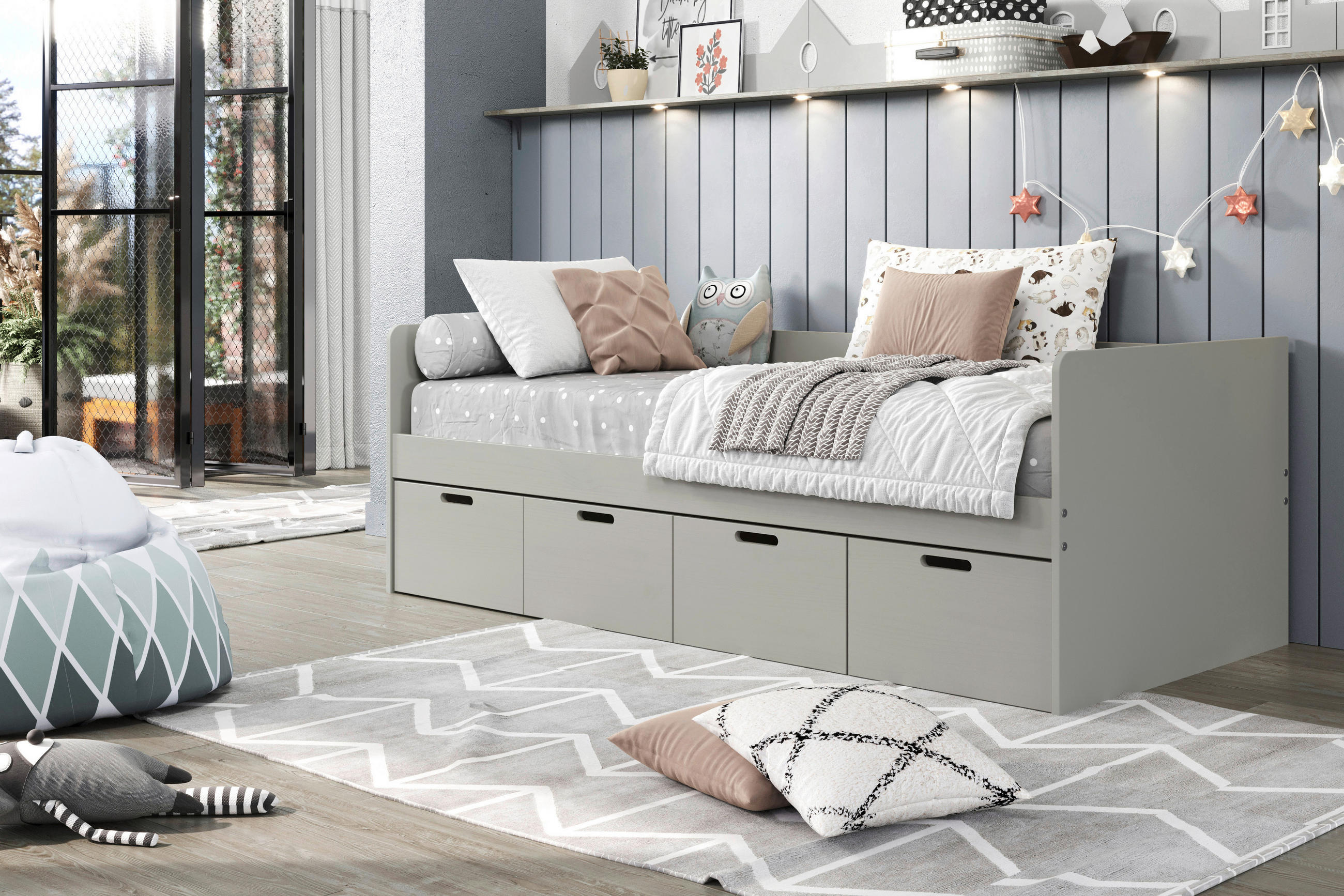 STAURAUMBETT 90/200 cm  in Taupe  - Taupe/Naturfarben, MODERN, Holz/Holzwerkstoff (90/200cm) - MID.YOU