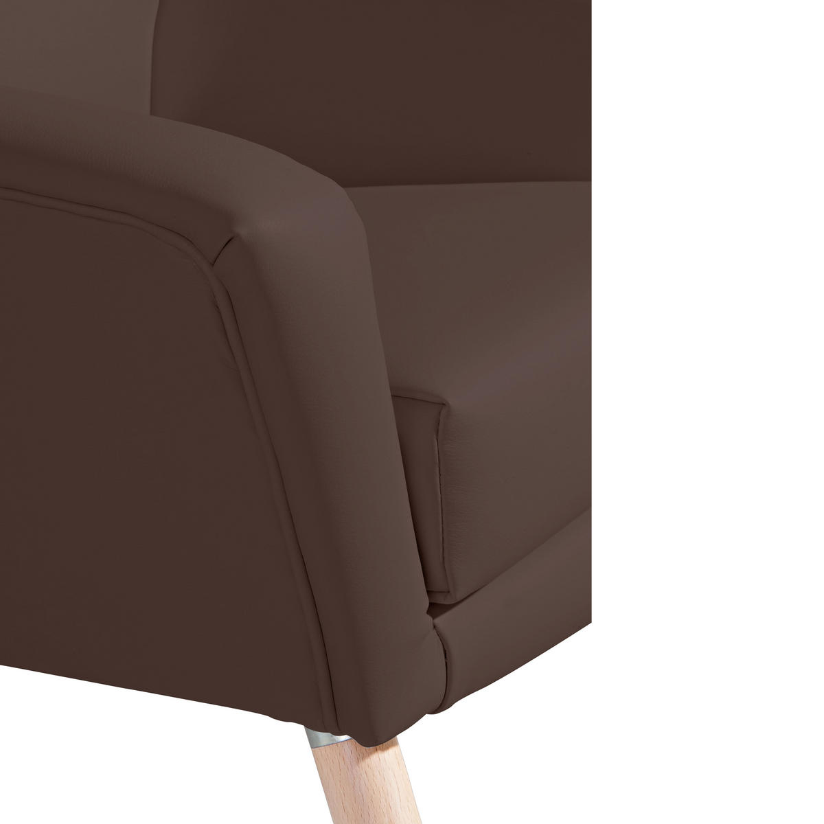 SESSEL in Lederlook Braun  - Buchefarben/Braun, Design, Holz/Textil (67/81/71cm) - Max Winzer