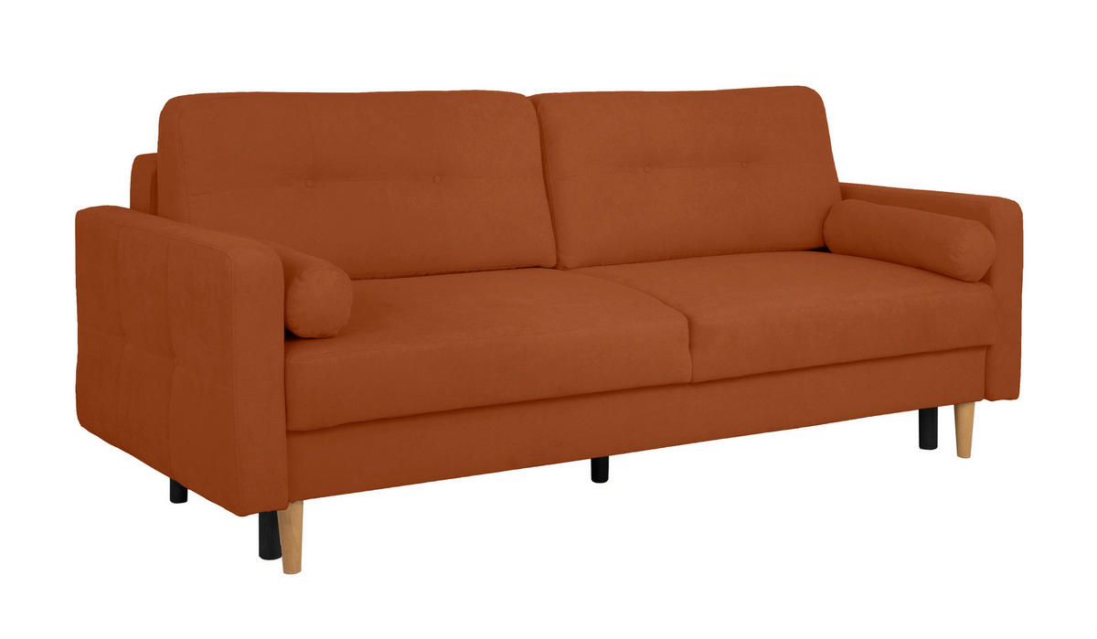 SCHLAFSOFA in Terracotta  - Buchefarben/Terracotta, Design, Holz/Textil (222/93/99cm) - MID.YOU