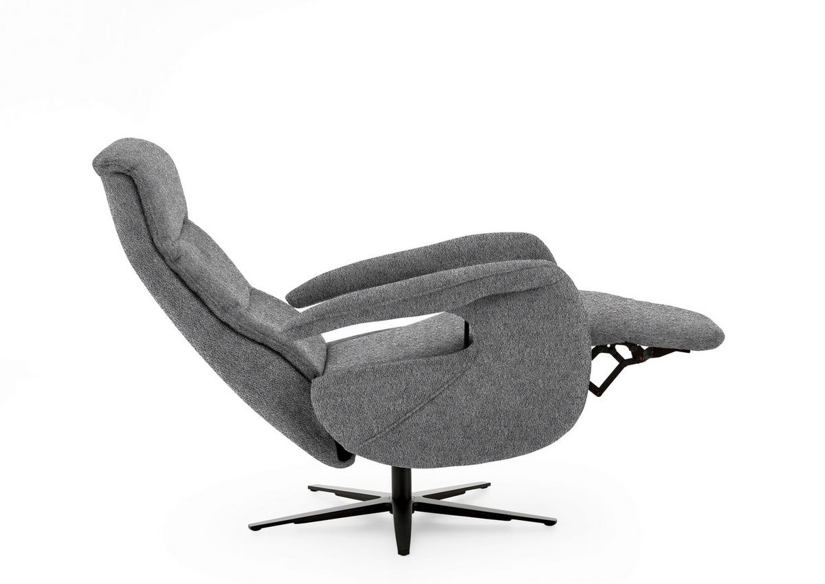 RELAXSESSEL in Textil Grau  - Schwarz/Grau, Design, Textil/Metall (71/112/83cm) - Beldomo Style
