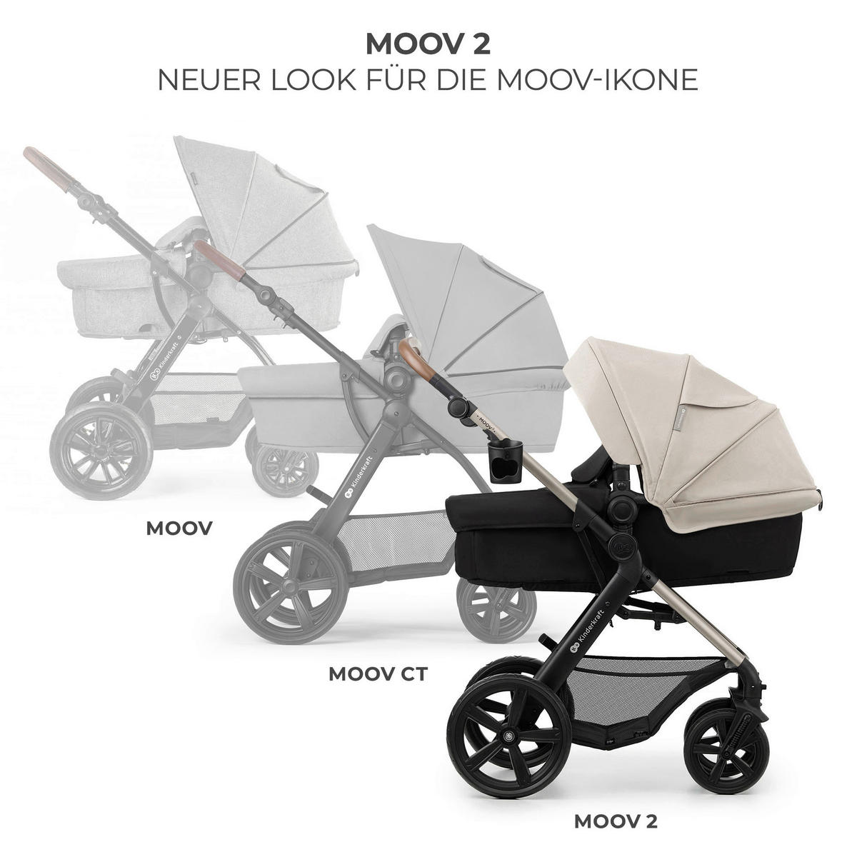 KINDERWAGENSET Moov 2 3in1 EVA WHEELS  - Schwarz/Grau, Basics, Textil/Metall (60/86,5/106cm) - Kinderkraft