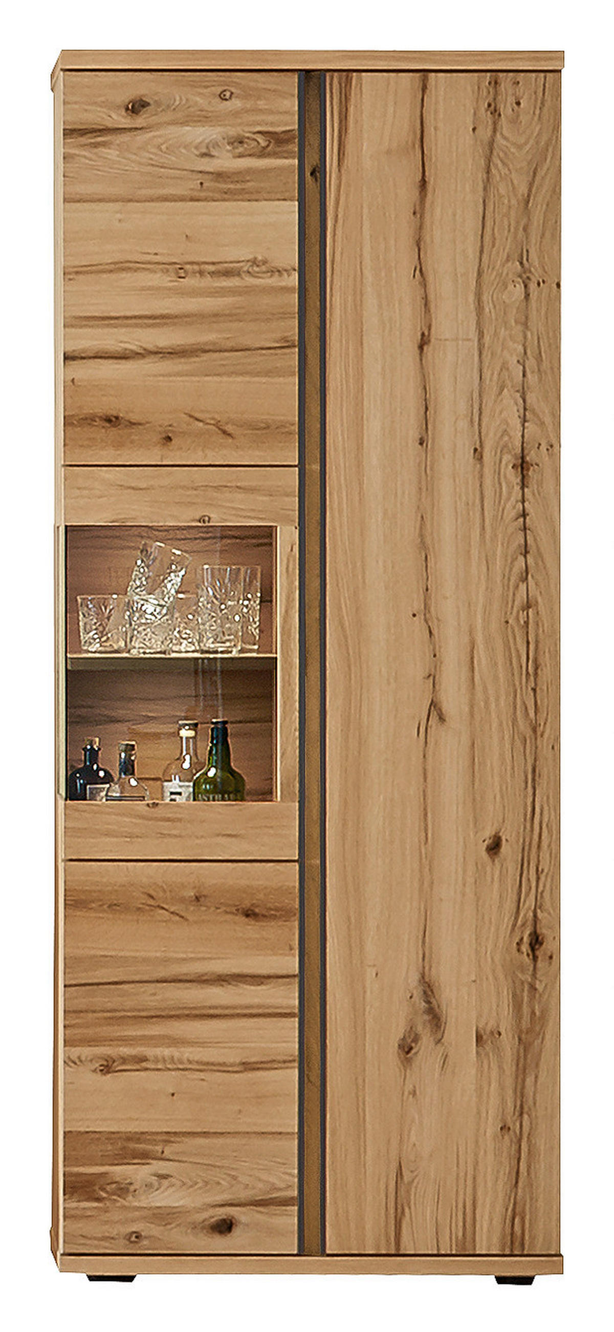 VITRINE in furniert Eiche Eichefarben  - Eichefarben/Schwarz, Design, Glas/Holz (84/214/43cm) - Venjakob