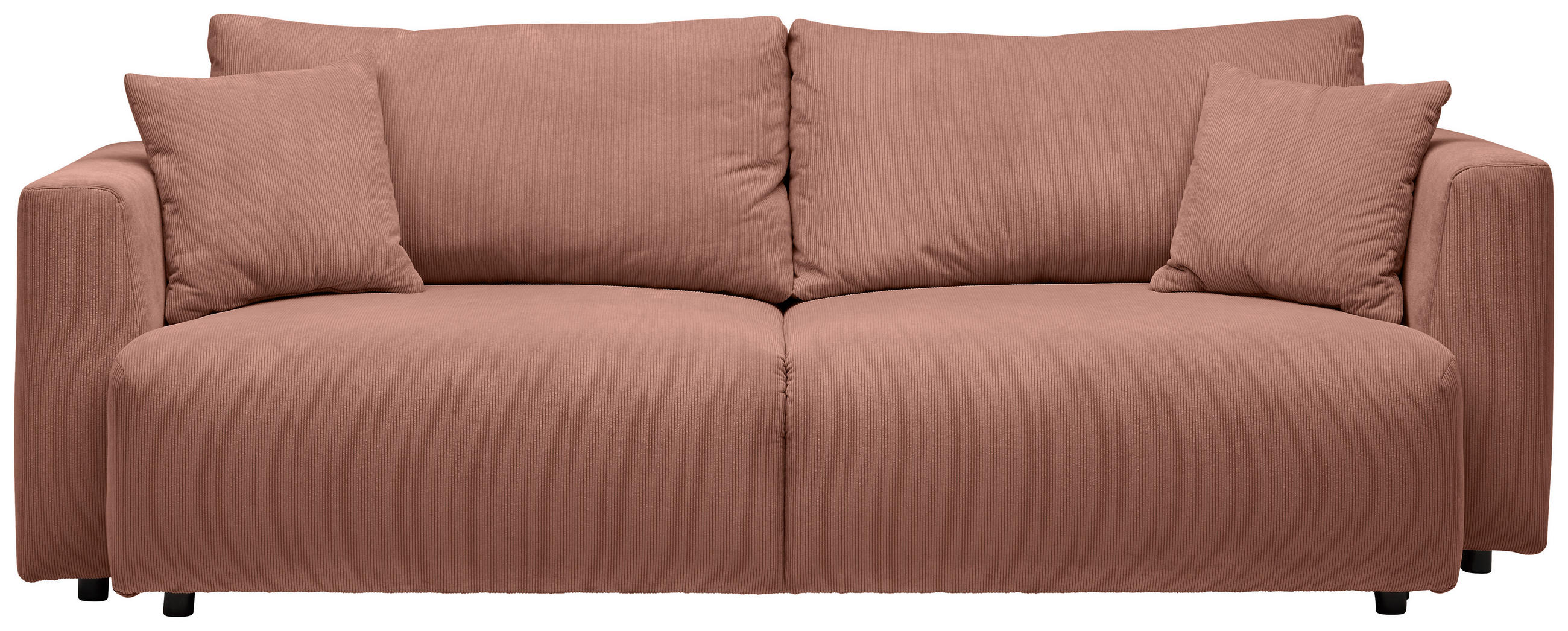 SCHLAFSOFA  mit Stoffauswahl, Schlafen auf Sitzhöhe, Rücken echt Cord Koralle  - Koralle/Schwarz, Design, Kunststoff/Textil (250/92/105cm) - Carryhome