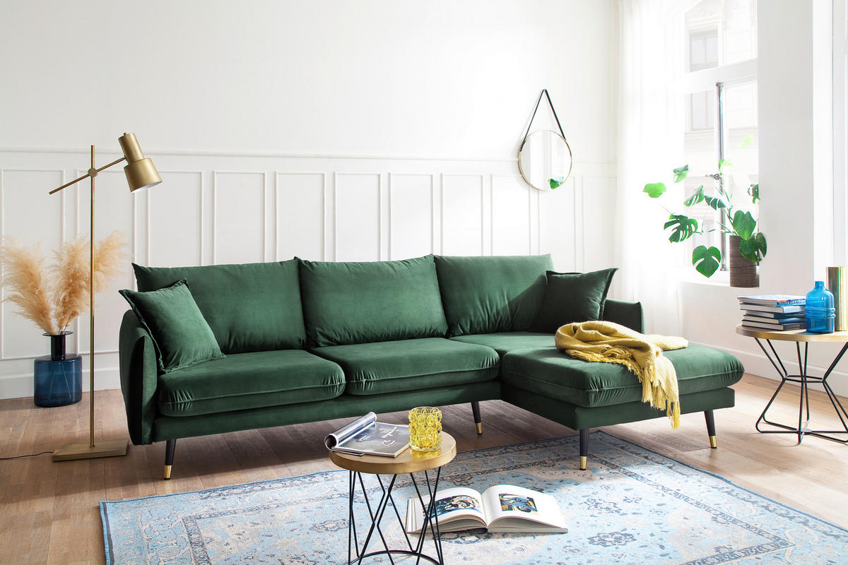 ECKSOFA Eckteil  ROSSANA-2S.REC Grün  - Grün, MODERN, Holz/Textil (258/160cm) - MID.YOU