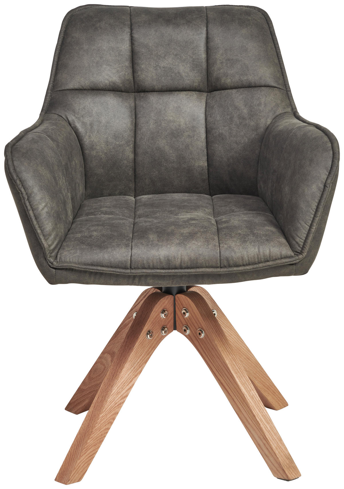 ARMLEHNSTUHL  Sitzfläche 360° drehbar, inklusive Armlehnen Webstoff  - Eichefarben/Grau, Basics, Holz/Textil (61/85/63cm) - MID.YOU