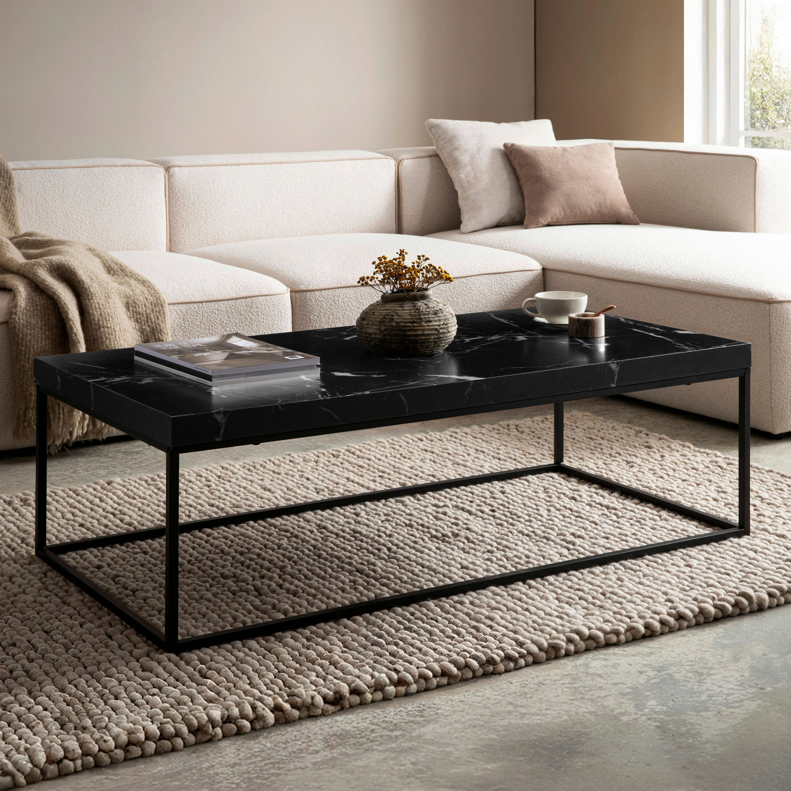 COUCHTISCH in Holzwerkstoff 120/60/38 cm   - Schwarz, Design, Holzwerkstoff/Metall (120/60/38cm) - Livetastic