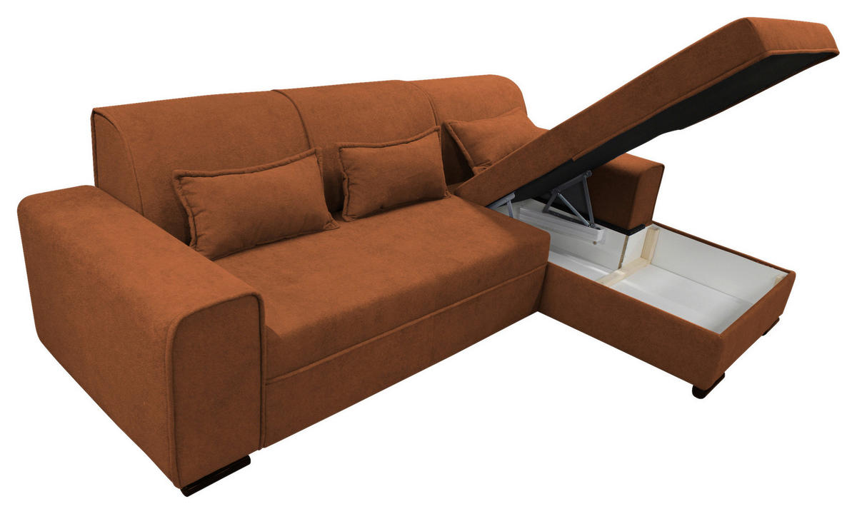 ECKSOFA Rostfarben Struktur, Bouclé  - Rostfarben/Schwarz, Design, Kunststoff/Textil (270/175cm) - MID.YOU