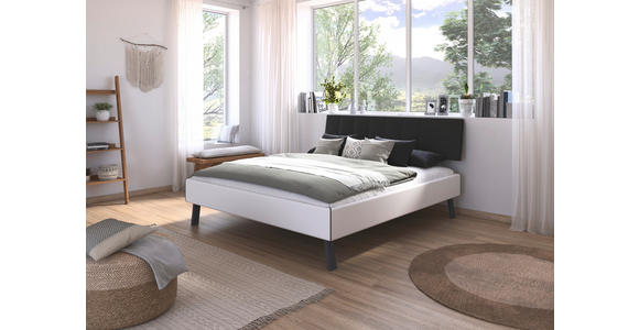 BETT 180/200 cm  in Weiß  - Weiß/Grau, Design, Holzwerkstoff/Textil (180/200cm) - Carryhome