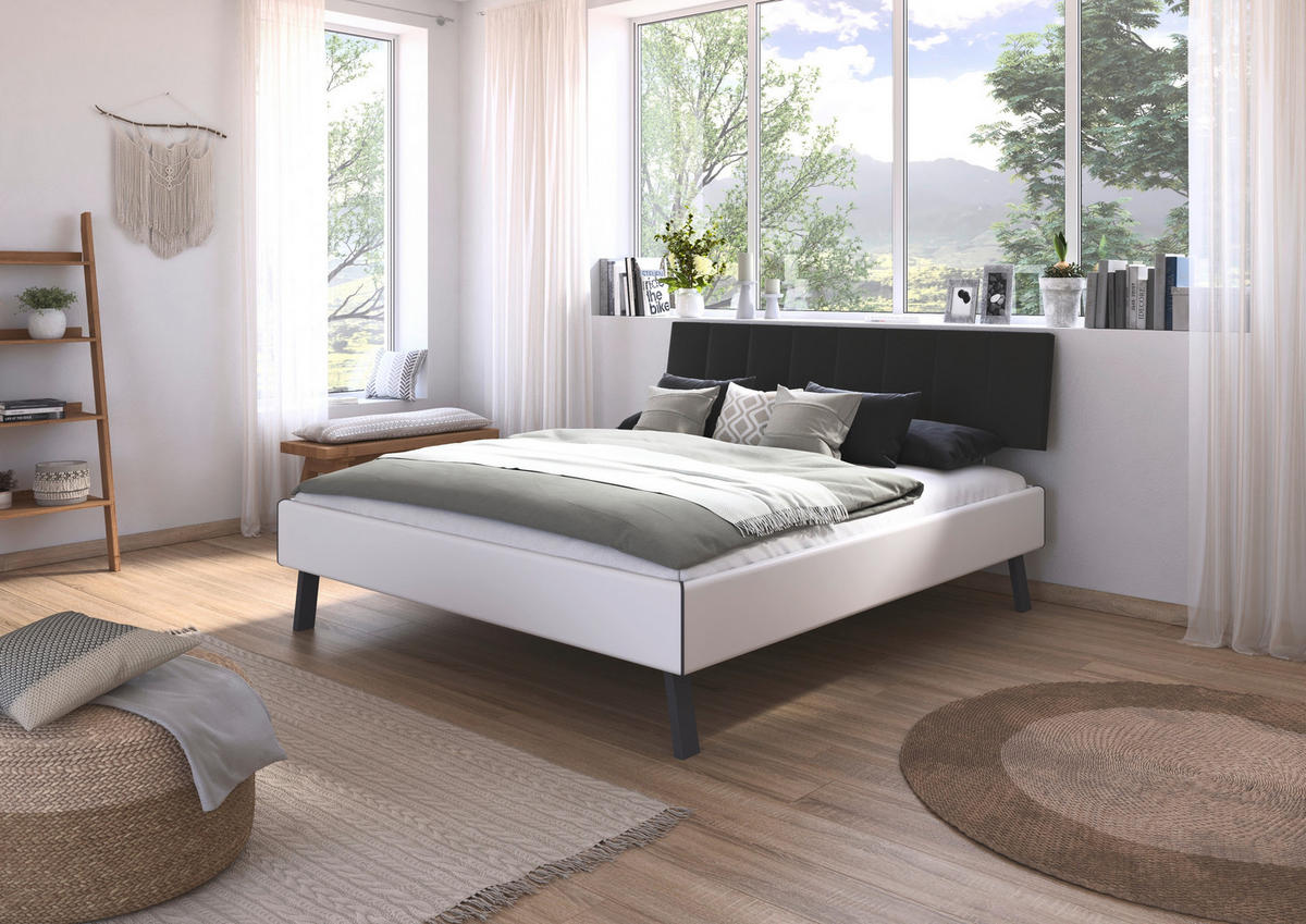 BETT 180/200 cm,  in Weiß,  - Weiß/Grau, Design, Textil/Metall (180/200cm) - Carryhome