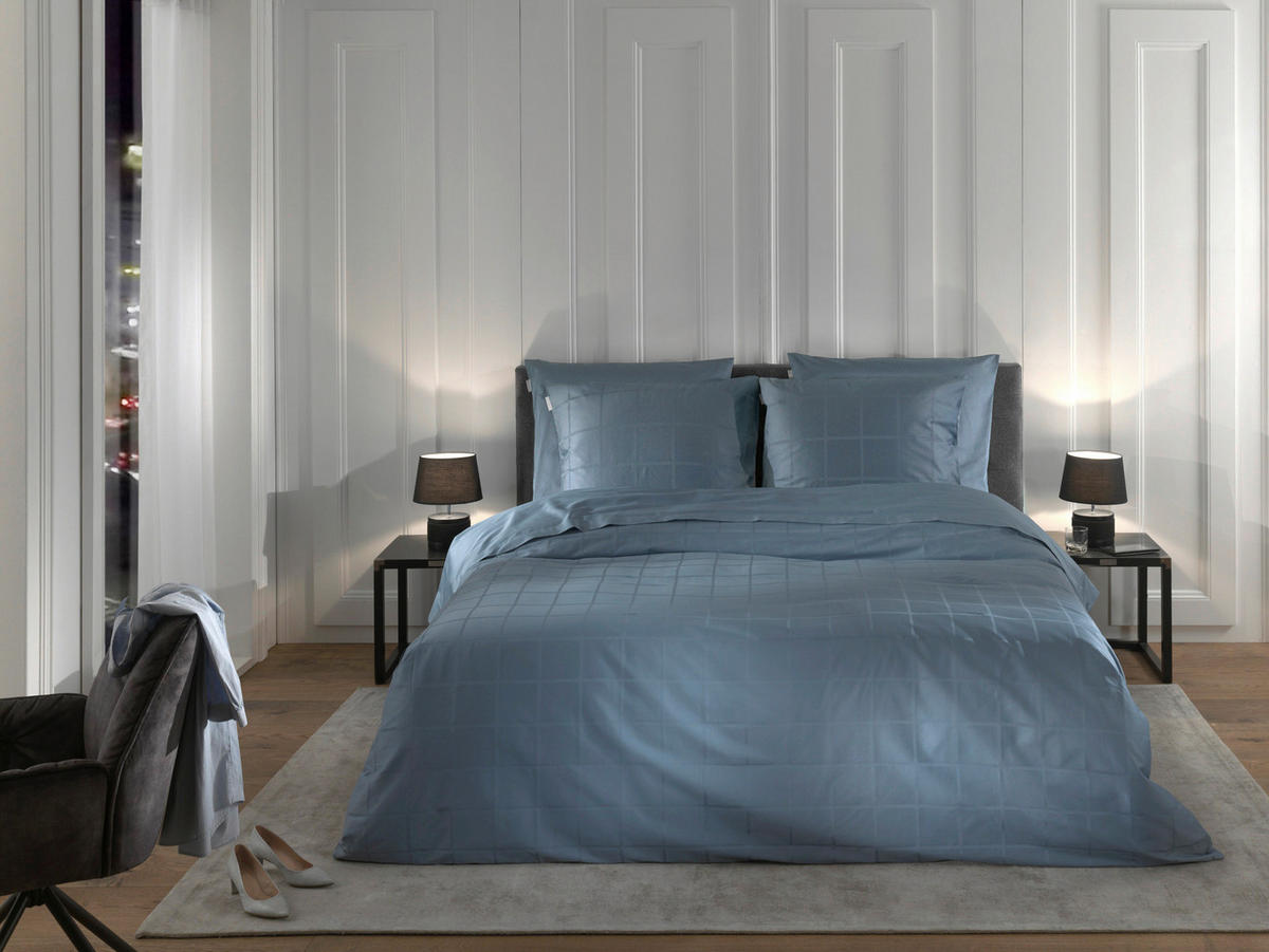 BETTWÄSCHE Diamante Makosatin 200/200 cm  - Graublau, Basics, Textil (200/200cm)