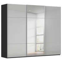 SCHWEBETÜRENSCHRANK 242/223/68 cm,  in Grau, Schwarz, 3 Tür(en)  - Alufarben/Schwarz, KONVENTIONELL, Glas/Holzwerkstoff (242/223/68cm) - Novel