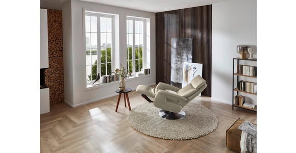 RELAXSESSEL in Leder Creme - Edelstahlfarben/Creme, Design, Leder/Metall (78/112/85cm) - Cantus