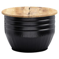 COUCHTISCH Mangoholz massiv 60/60/41 cm rund Braun  - Schwarz/Braun, MODERN, Holz/Metall (60/60/41cm) - MID.YOU
