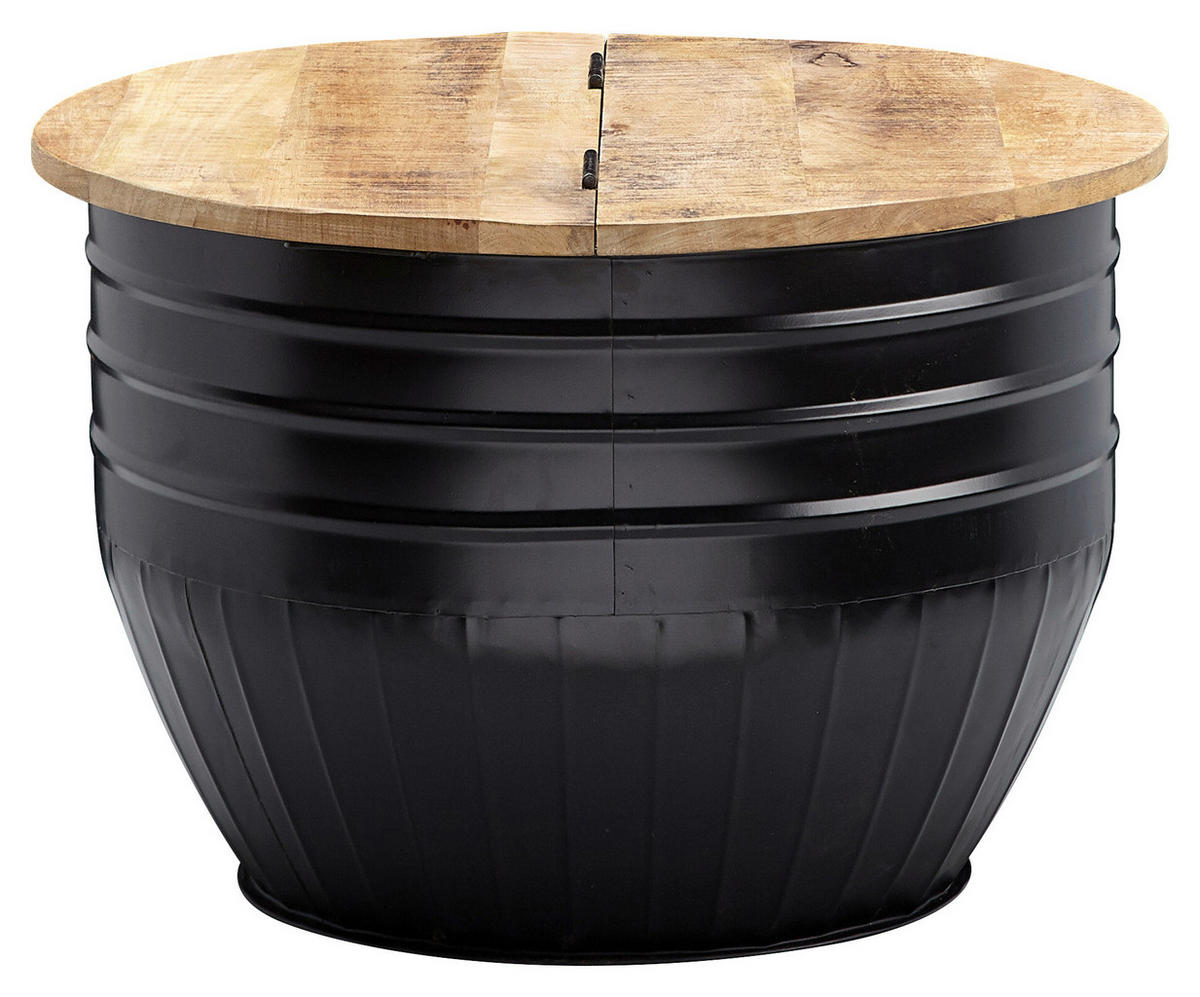 COUCHTISCH Mangoholz massiv 60/60/41 cm rund Braun  - Schwarz/Braun, MODERN, Holz/Metall (60/60/41cm) - MID.YOU