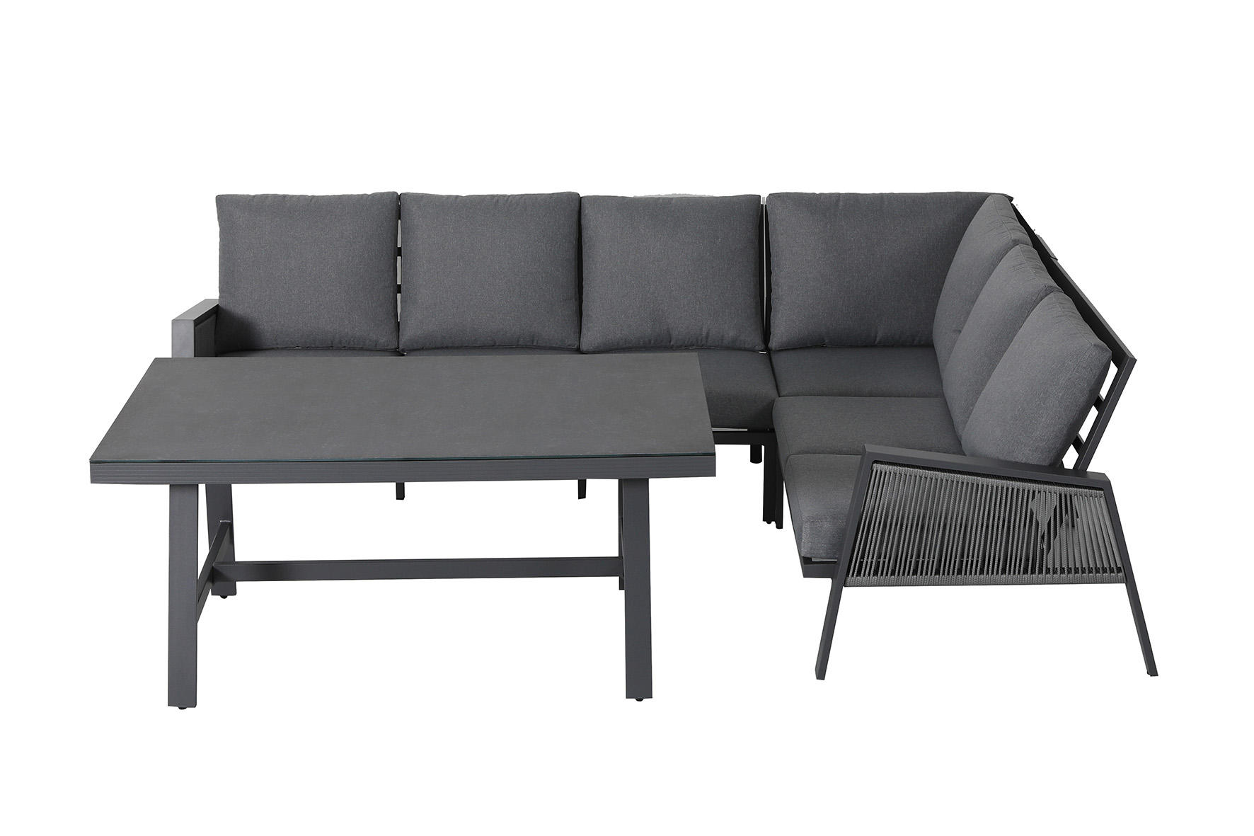 LOUNGEGARNITUR 4-teilig  279/219 cm  Aluminium  - Dunkelgrau/Anthrazit, MODERN, Kunststoff/Textil (279/219cm) - Amatio