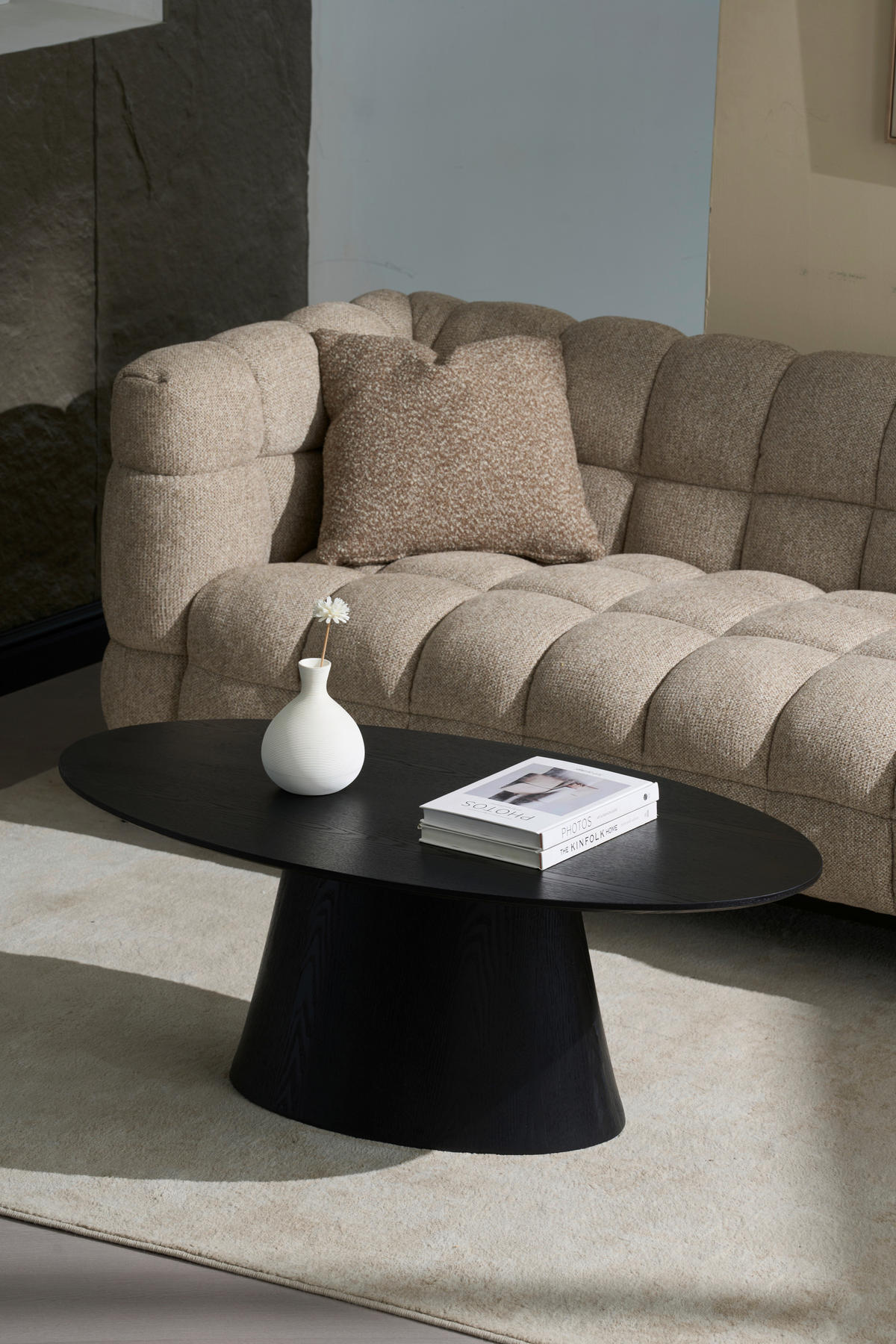 COUCHTISCH Pappel furniert 110/60/40 cm oval Schwarz  - Schwarz, Basics, Holz/Holzwerkstoff (110/60/40cm) - MID.YOU