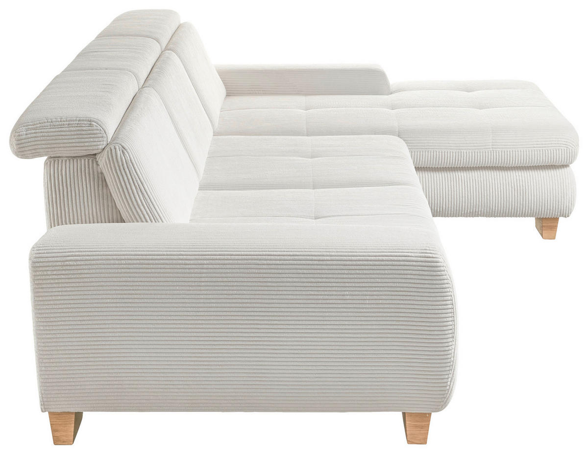 ECKSOFA Silberfarben Cord  - Eiche Bianco/Silberfarben, KONVENTIONELL, Holz/Textil (307/195cm) - SetOne by Musterring
