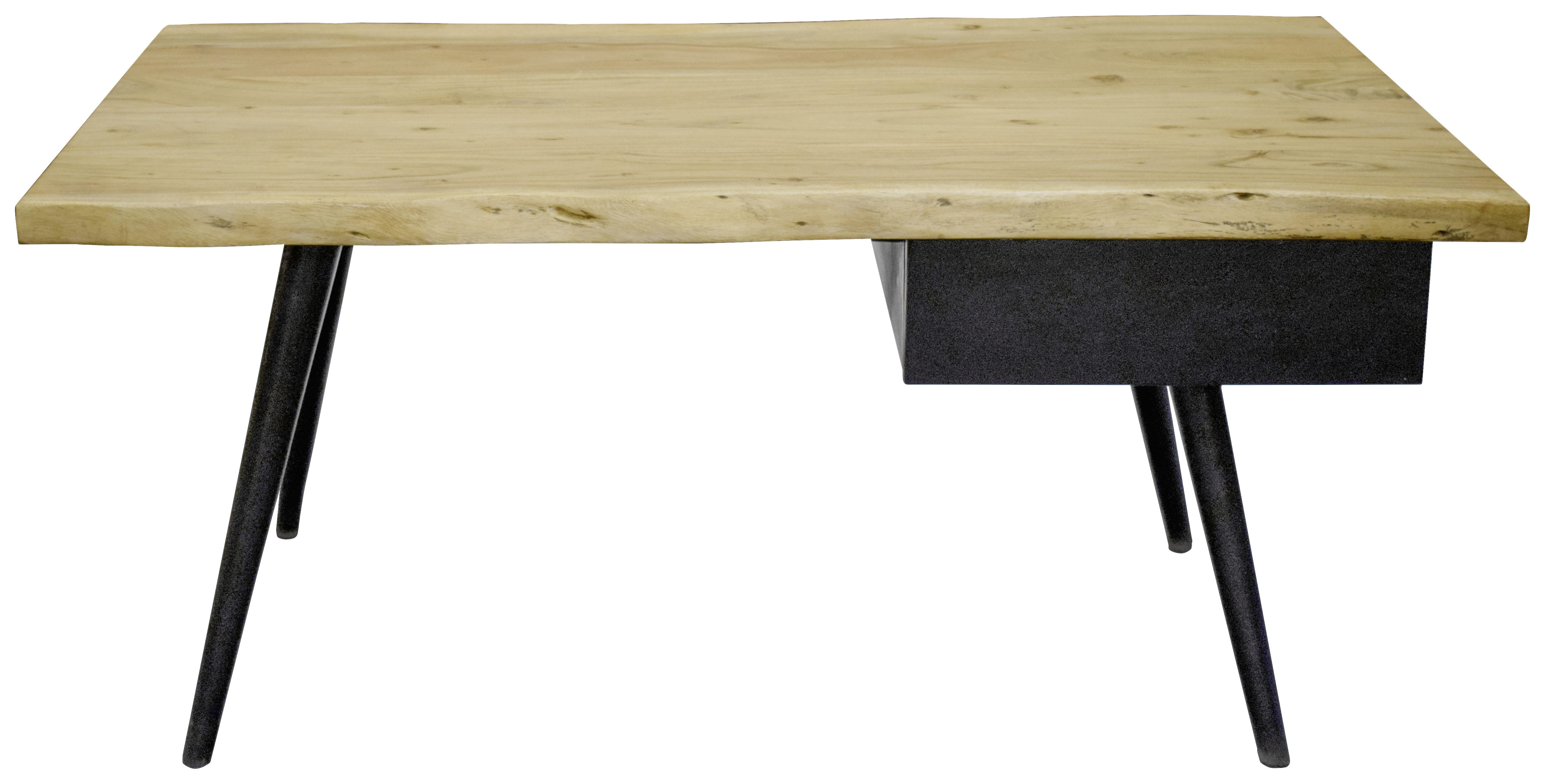 COUCHTISCH Akazie massiv rechteckig Schwarz, Akaziefarben 115/70/45 cm  - Schwarz/Akaziefarben, Design, Holz/Metall (115/70/45cm) - Carryhome