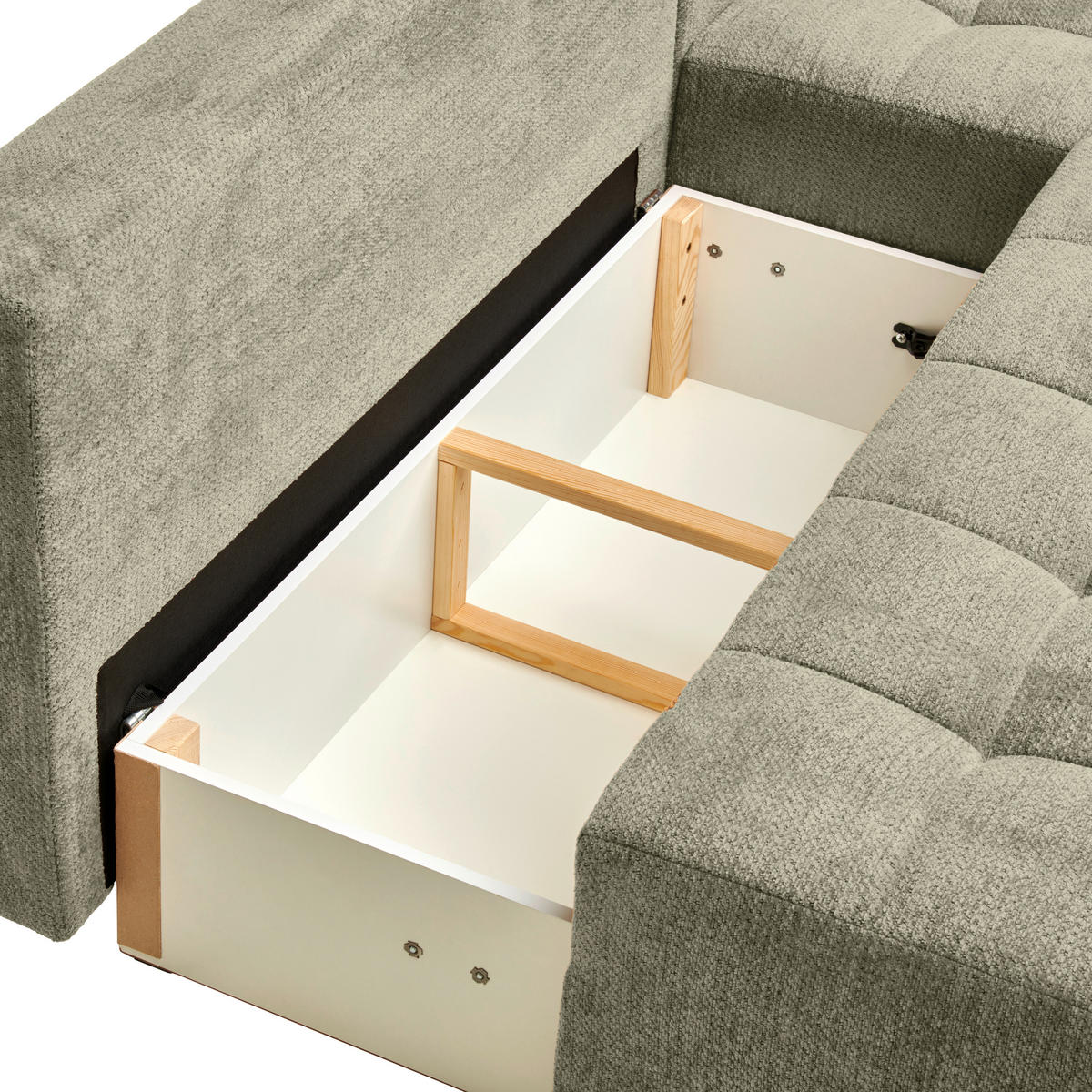 ECKSOFA Beige Chenille  - Beige/Schwarz, MODERN, Kunststoff/Textil (204/145cm) - home24