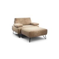 SESSELSET in Samt Sandfarben  - Sandfarben/Schwarz, Design, Textil/Metall (114-142/85/86-94cm) - SENSOO