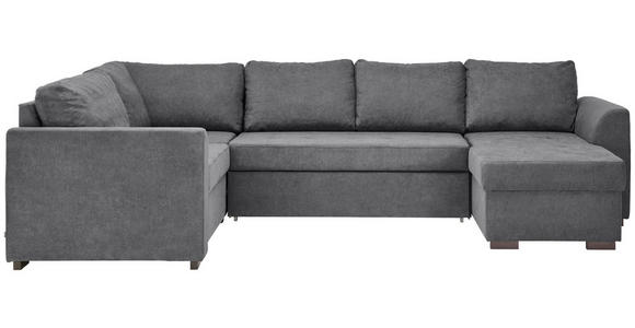 WOHNLANDSCHAFT inkl.Funktionen Grau Webstoff - Schwarz/Grau, Design, Kunststoff/Textil (160/311/205cm) - Xora