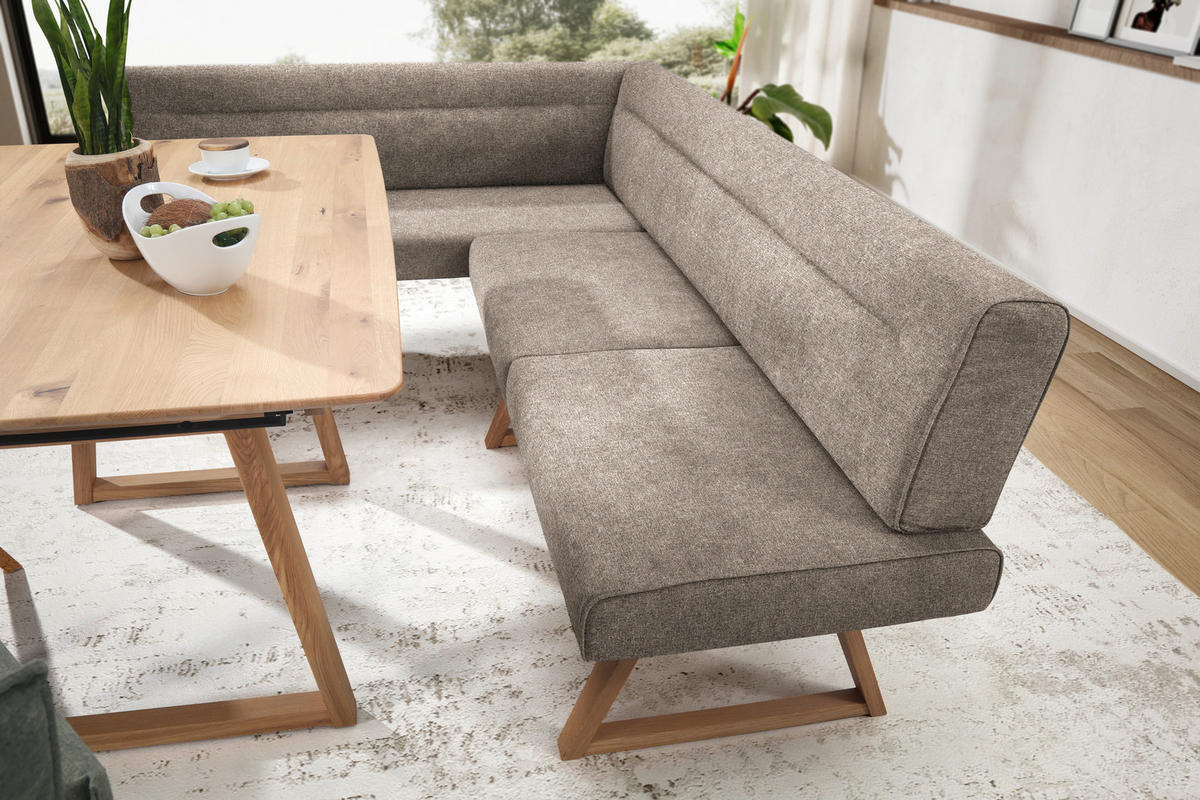 ECKBANK in Holz, Textil Eichefarben, Hellbraun  - Hellbraun/Eichefarben, Konventionell, Holz/Textil (170/230cm) - Moderano