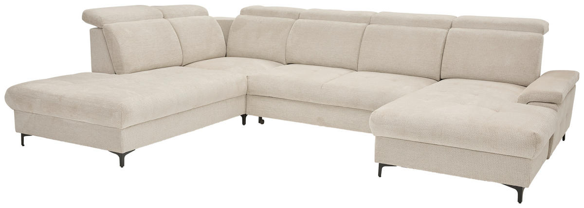 WOHNLANDSCHAFT in Struktur Beige  - Beige/Schwarz, Design, Textil/Metall (270/364/190cm) - Stylife