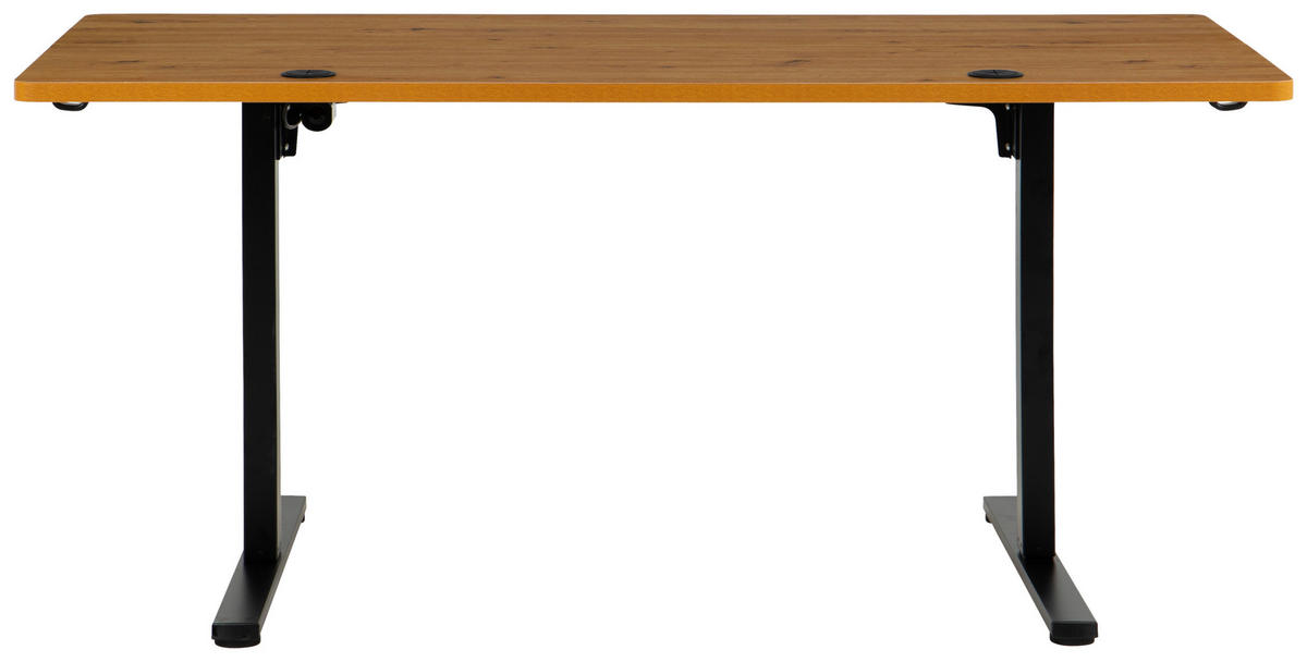 SCHREIBTISCH 160/80/72/118 cm Schwarz, Eichefarben höhenverstellbar elektrisch höhenverstellbar  - Eichefarben/Schwarz, Modern, Holzwerkstoff/Metall (160/80/72/118cm) - Livetastic