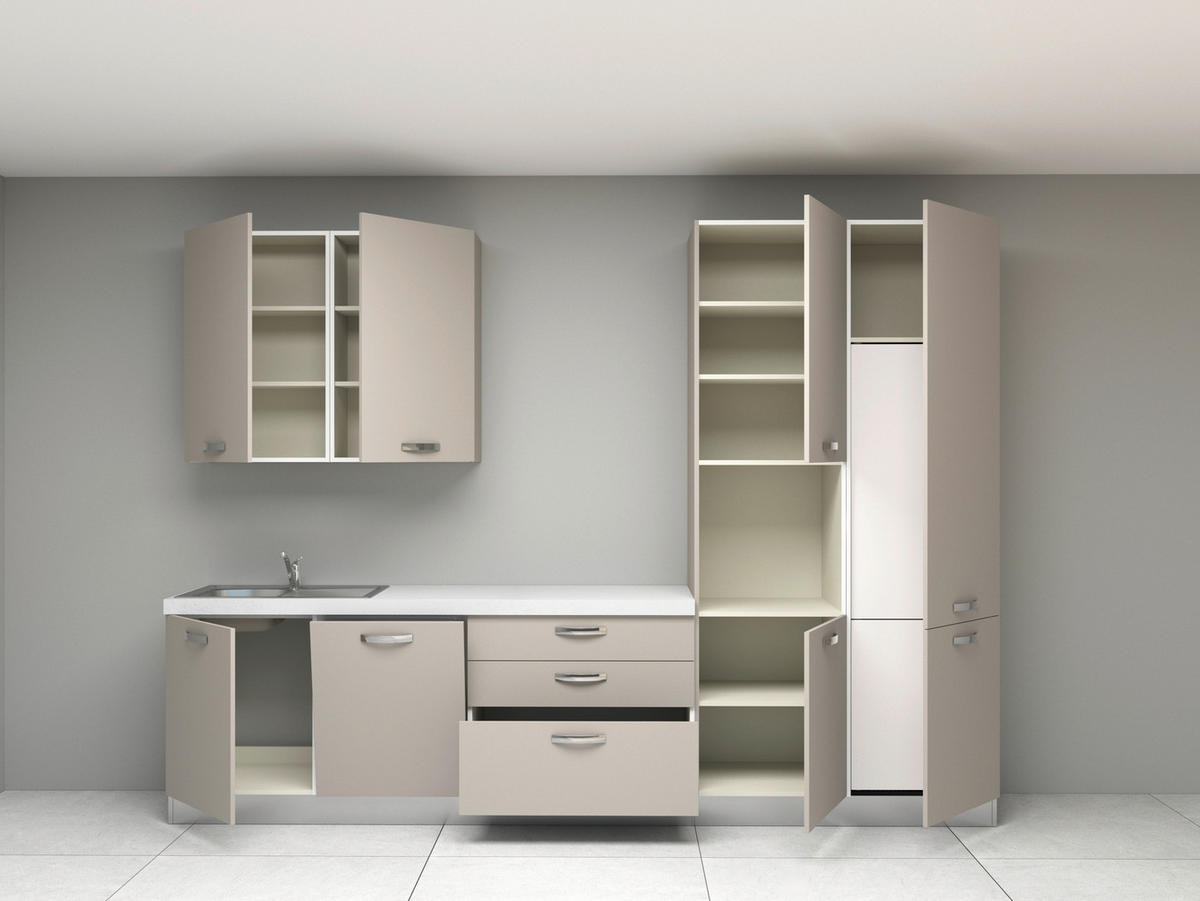 BLOK KUHINJA BEZ APARATA  sivo-bijela  - sivo-bijela/magnolija, Basics, drvni materijal/metal (330cm)