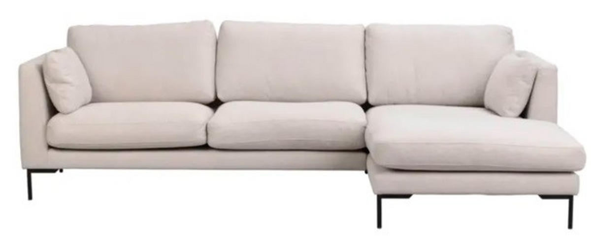 SOFFA i beige  - beige/svart, Klassisk, metall/trä (270/83/160cm) - Rowico