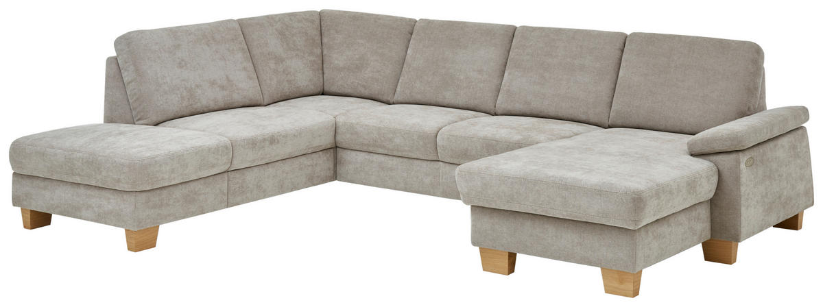 WOHNLANDSCHAFT Beldomo System in Flachgewebe Beige  - Eichefarben/Beige, KONVENTIONELL, Holz/Textil (235/316/167cm) - Beldomo System