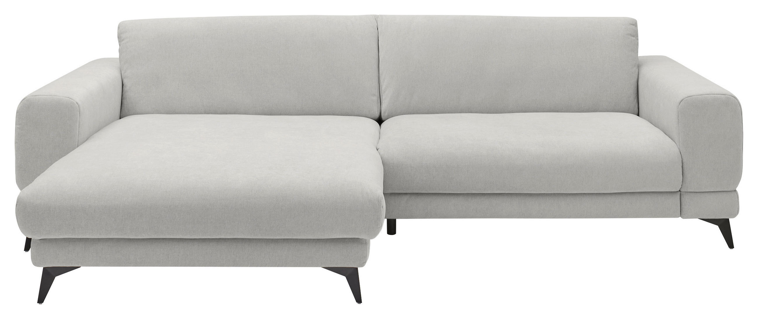 ECKSOFA Hellgrau Chenille  - Hellgrau/Schwarz, KONVENTIONELL, Textil/Metall (194/292cm) - SetOne by Musterring