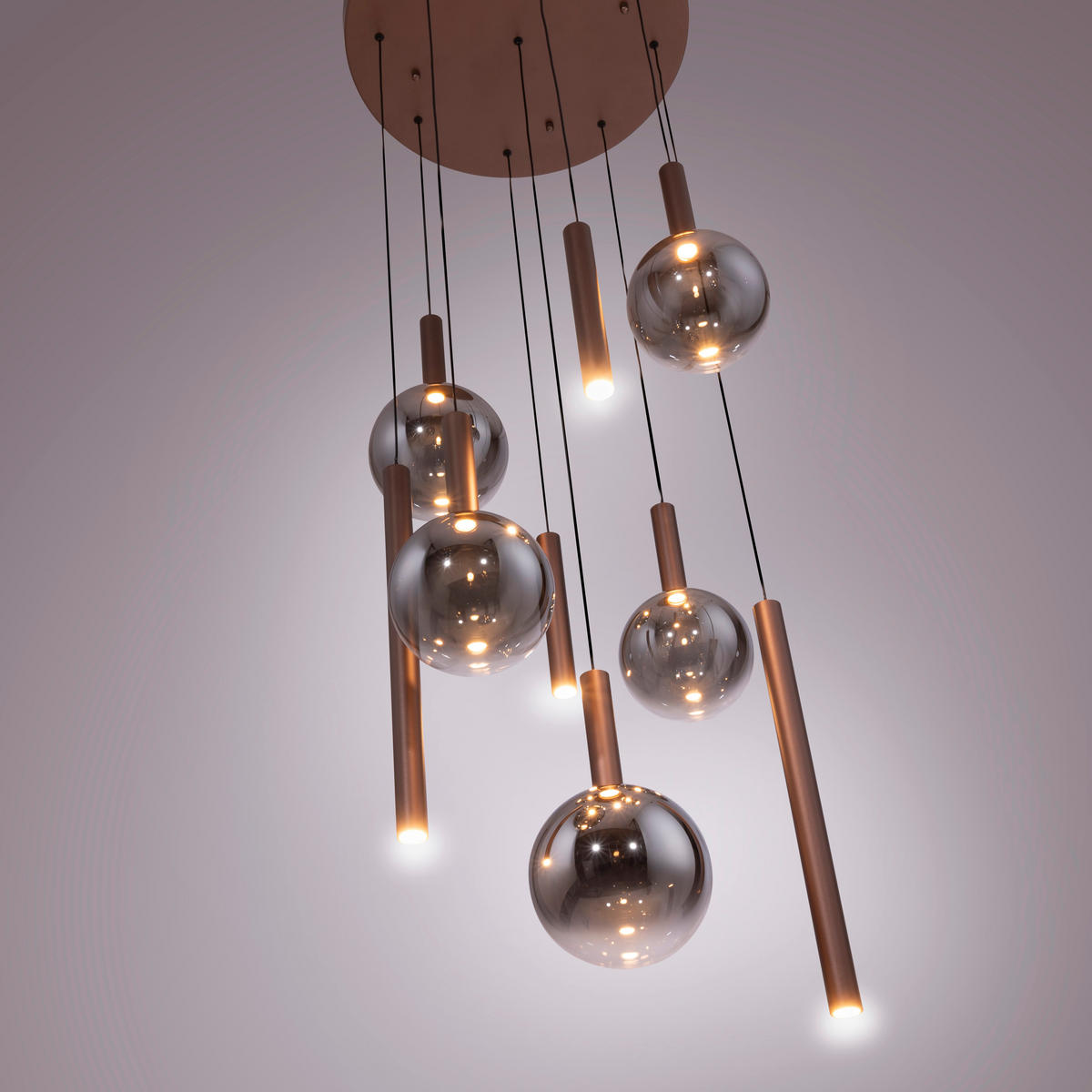 LED-HÄNGELEUCHTE 63/63/180 cm  - Braun, Design, Kunststoff/Metall (63/63/180cm)