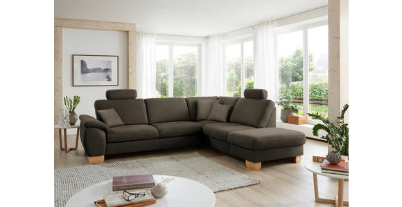 ECKSOFA in Mikrofaser Fango  - Wildeiche/Fango, Natur, Holz/Textil (286/236cm) - Voleo