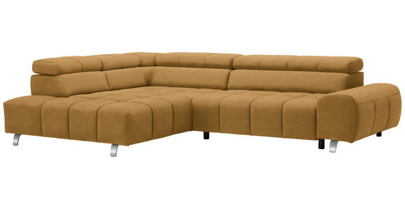 ECKSOFA in Webstoff Goldfarben  - Dunkelgrau/Silberfarben, Design, Textil/Metall (201/295cm) - Hom`in