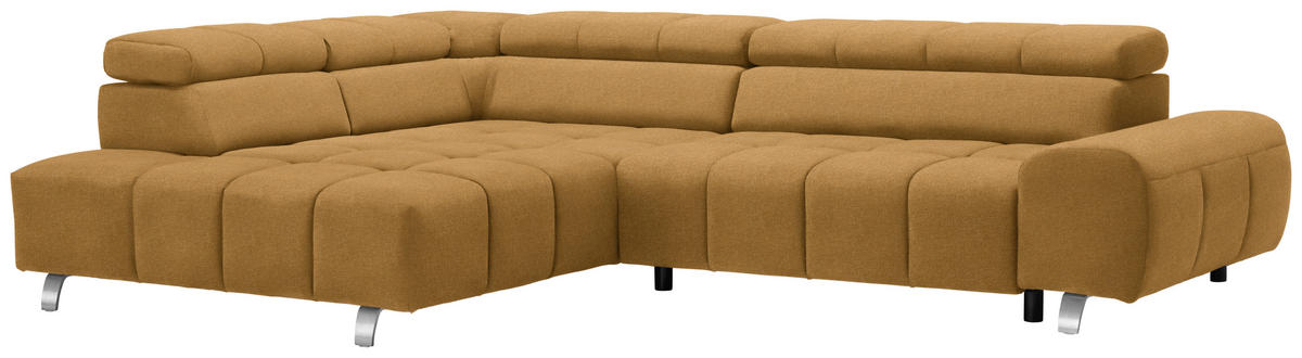ECKSOFA Goldfarben Webstoff  - Dunkelgrau/Silberfarben, Design, Textil/Metall (201/295cm) - Hom`in