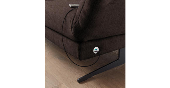 ECKSOFA Braun Flachgewebe  - Schwarz/Braun, Design, Textil/Metall (176-217/279-327cm) - Dieter Knoll