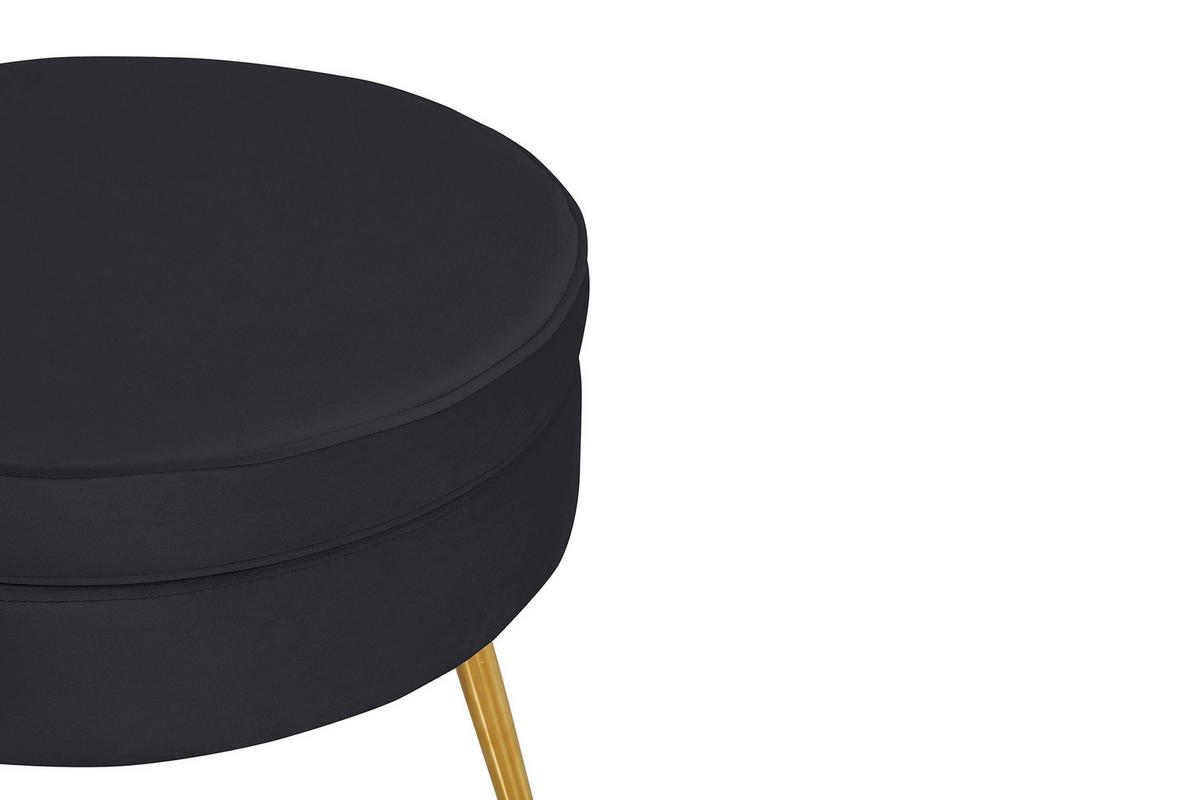HOCKER Samt Schwarz  - Goldfarben/Schwarz, MODERN, Textil/Metall (52/41/52cm) - Livetastic
