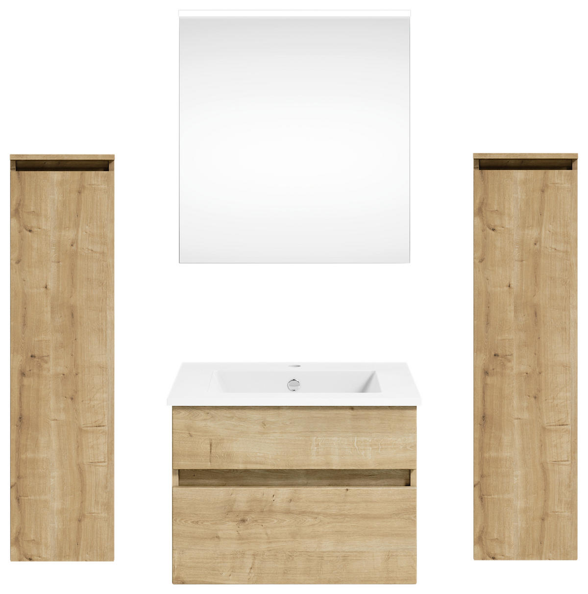 BADEZIMMER 122,4 cm  - Weiss/Eichefarben, Konventionell, Holzwerkstoff (122,4cm) - Puris