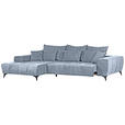 ECKSOFA Blau Flachgewebe  - Blau/Schwarz, KONVENTIONELL, Textil/Metall (205/300cm) - Carryhome