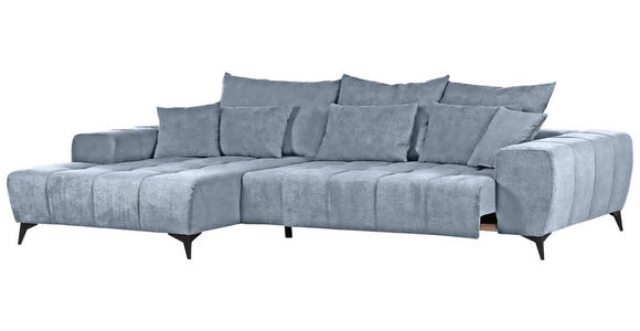 ECKSOFA Blau Flachgewebe  - Blau/Schwarz, KONVENTIONELL, Textil/Metall (205/300cm) - Carryhome