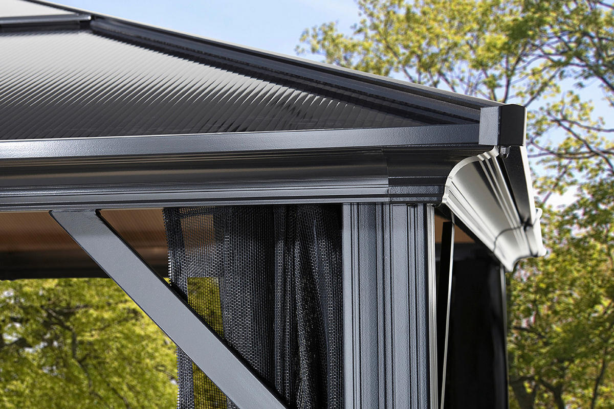 PAVILLON 485/270/365 cm Aluminium  - Anthrazit, Basics, Kunststoff/Metall (485/270/365cm) - Ambia Garden